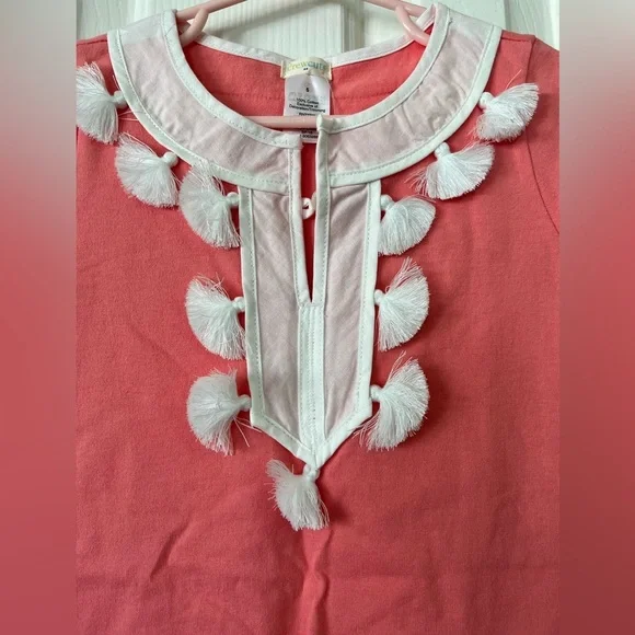 J Crew crewcuts size 5 coral t shirt dress with tassels, NWT - Picture 2 of 9